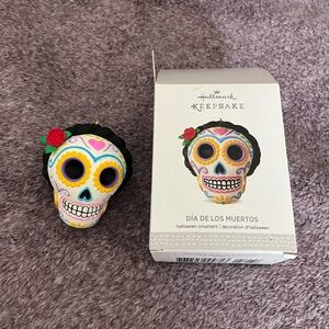 Hallmark Dia De Los Muertos Sugar Skull Ornament with Red Rose